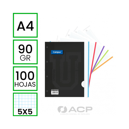 RECAMBIO CAMPUS A4 100H 5X5 90GR