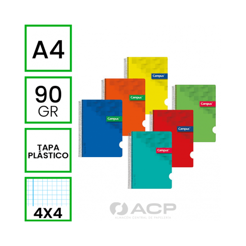 BLOC A4 CAMPUS 80H TAPA POLIPROPILENO 90G 4X4