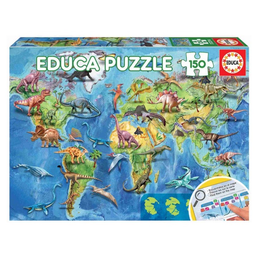PUZZLE 150 MAPA MUNDI DINOSAURIOS