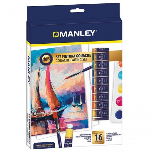 SET TEMPERA EN TUBO MANLEY 16 PIEZAS