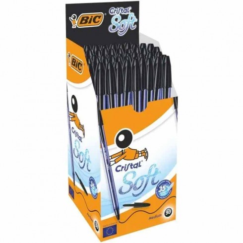BOLÍGRAFO  BIC CRISTAL SOFT NEGRO 1.2
