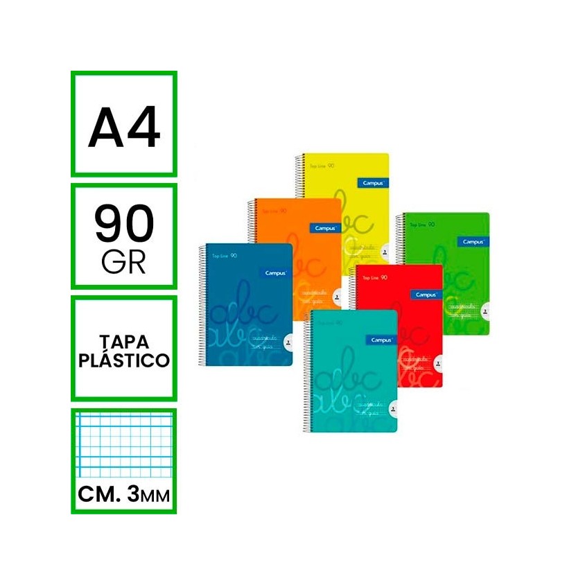 Bloc espiral A4 80h 90gr Mela 3mm Tapa Plástico