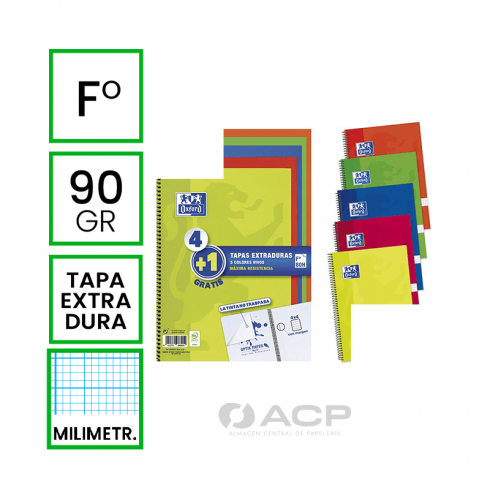 BLOC FOLIO OXFORD 80H TAPA FORRADA MILIMETRADO 4+1