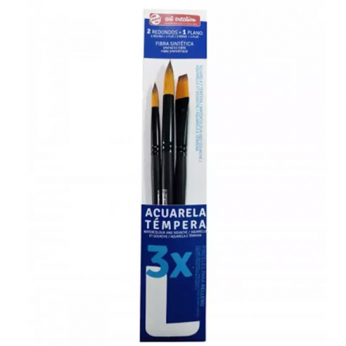 PINCELES ACUARELA Y TÉMPERA  BLISTER 3 UN.